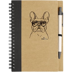 Kutya jó jegyzetfüzet Francia bulldog, környezetbarát 14x18cm + toll,  60lap vonalas, natúr/fekete
