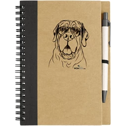 Kutya jó jegyzetfüzet Masztiff, környezetbarát 14x18cm + toll,  60lap vonalas, natúr/fekete