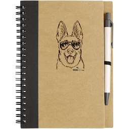 Kutya jó jegyzetfüzet Német juhász, környezetbarát 14x18cm + toll,  60lap vonalas, natúr/fekete