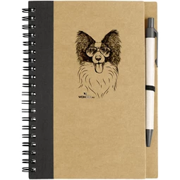 Kutya jó jegyzetfüzet Papillon, környezetbarát 14x18cm + toll,  60lap vonalas, natúr/fekete