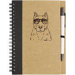 Kutya jó jegyzetfüzet Pitbull mix, környezetbarát 14x18cm + toll,  60lap vonalas, natúr/fekete