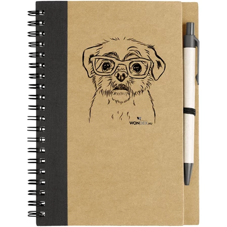 Kutya jó jegyzetfüzet Shih Tzu, környezetbarát 14x18cm + toll,  60lap vonalas, natúr/fekete