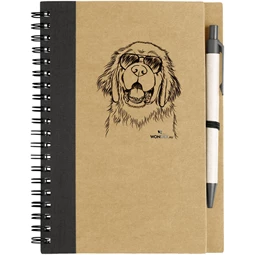 Kutya jó jegyzetfüzet Újfundlandi, környezetbarát 14x18cm + toll,  60lap vonalas, natúr/fekete