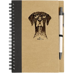 Kutya jó jegyzetfüzet Vizsla német, környezetbarát 14x18cm + toll,  60lap vonalas, natúr/fekete