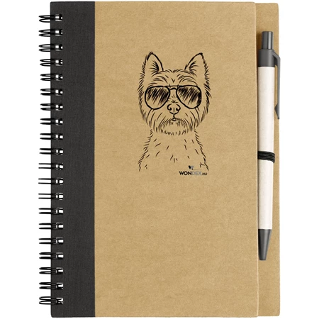 Kutya jó jegyzetfüzet West highland terrier, környezetbarát 14x18cm + toll,  60lap vonalas, natúr/fekete