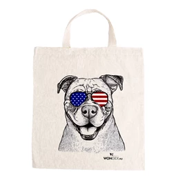 Kutya jó vászontáska Amerikai bulldog, 27x31x0,3cm 140g/m2 natúr pamut