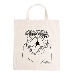 Kutya jó vászontáska Angol bulldog, 27x31x0,3cm 140g/m2 natúr pamut