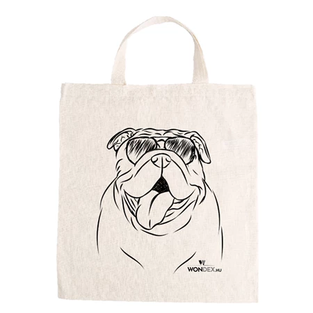 Kutya jó vászontáska Angol bulldog, 27x31x0,3cm 140g/m2 natúr pamut