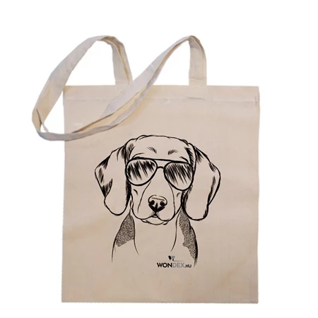 Kutya jó vászontáska Beagle, 38x42x0,3cm hosszúfülű 140g/m2 natúr pamut