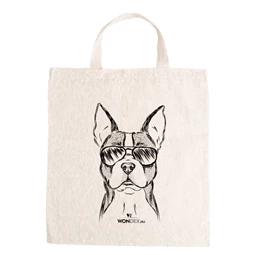 Kutya jó vászontáska Boston terrier, 27x31x0,3cm 140g/m2 natúr pamut