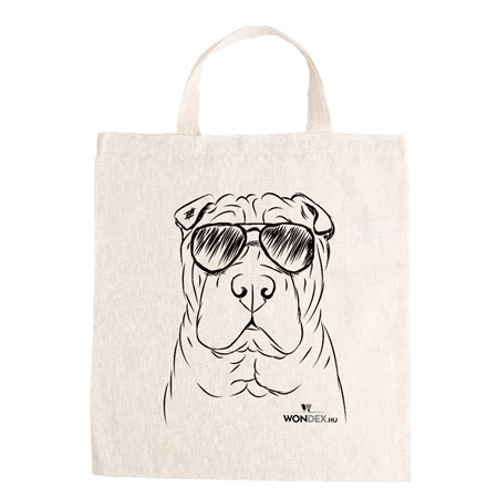 Kutya jó vászontáska Shar pei, 27x31x0,3cm 140g/m2 natúr pamut