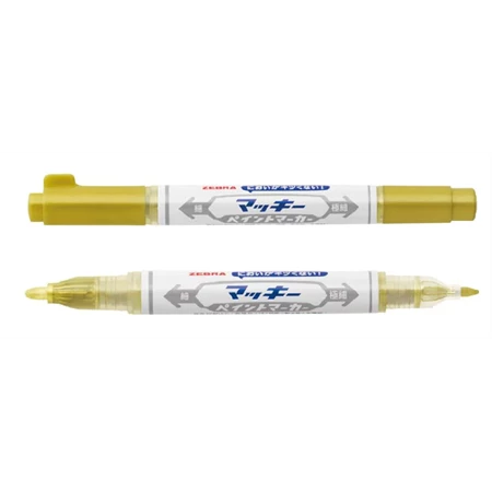 Lakkfilc ZEBRA arany 1,2 mm - 0,7 mm  kerek kétvégű heggyel, Mckie Paint Marker Extra Fine Gold