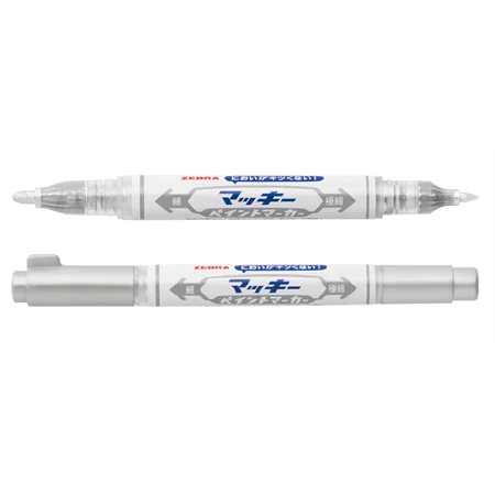 Lakkfilc ZEBRA  ezüst 1,2 mm - 0,7 mm  kerek kétvégű heggyel, Mckie Paint Marker Extra Fine Silver