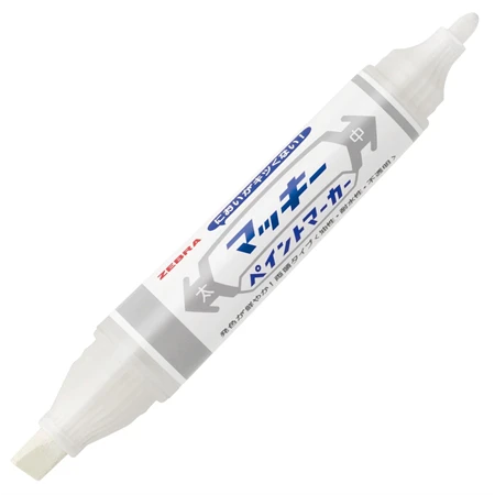 Lakkfilc ZEBRA fehér 8 mm - 2 mm kerek kétvégű heggyel, Mckie Paint Marker Bold  White