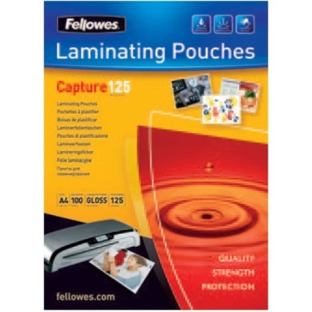 Lamináló fólia A/4 125 mikron fényes FELLOWES 100db/csomag