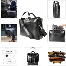 Laptop táska, Exacompta Exactive Prémium marhabőr fekete, vízálló és kopásálló, 15,6 cm-es laptopokhoz