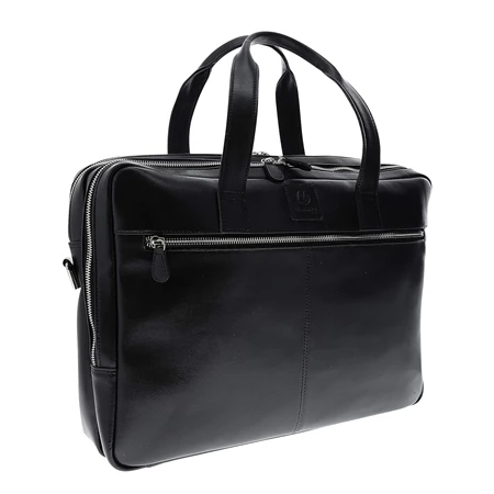 Laptop táska, Exacompta Exactive Prémium marhabőr fekete, vízálló és kopásálló, 15,6 cm-es laptopokhoz