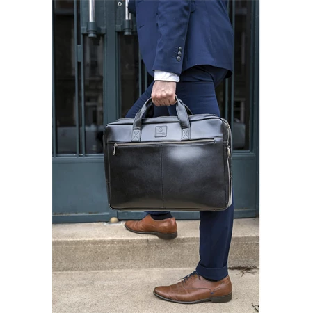 Laptop táska, Exacompta Exactive Prémium marhabőr fekete, vízálló és kopásálló, 15,6 cm-es laptopokhoz