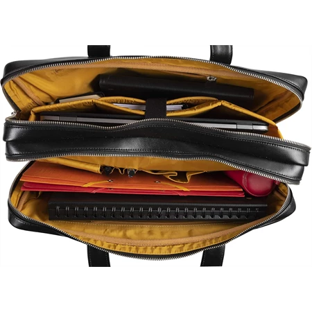 Laptop táska, Exacompta Exactive Prémium marhabőr fekete, vízálló és kopásálló, 15,6 cm-es laptopokhoz