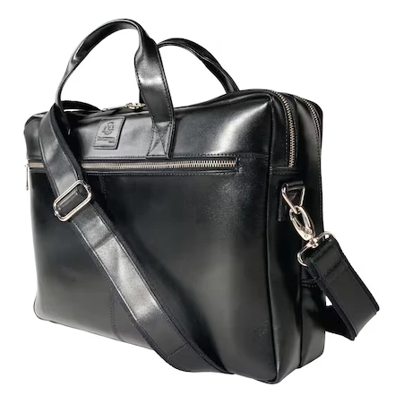 Laptop táska, Exacompta Exactive Prémium marhabőr fekete, vízálló és kopásálló, 15,6 cm-es laptopokhoz