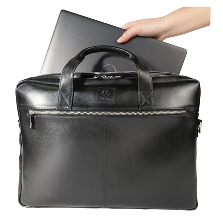 Laptop táska, Exacompta Exactive Prémium marhabőr fekete, vízálló és kopásálló, 15,6 cm-es laptopokhoz