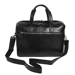Laptop táska, Exacompta Exactive Prémium marhabőr fekete, vízálló és kopásálló, 15,6 cm-es laptopokhoz