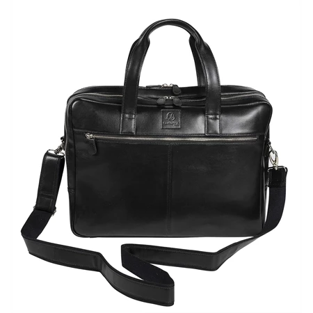 Laptop táska, Exacompta Exactive Prémium marhabőr fekete, vízálló és kopásálló, 15,6 cm-es laptopokhoz