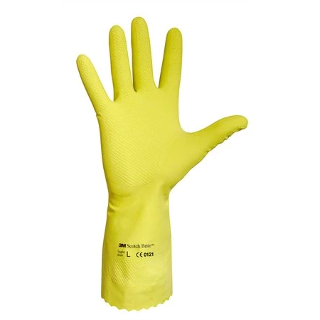 Védőkesztyű gumikesztyű latex sárga 7-es méret 10 db/csomag