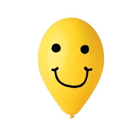 Léggömb 30cm-es 10db/csomag smiley sárga