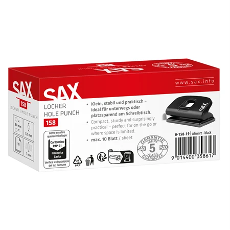 Lyukasztó SAX 158 XS EASYPRO kétlyukú, 12 laphoz, kék könnyűfém test, fémszerkezet