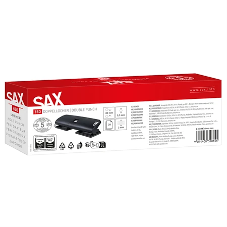 Lyukasztó SAX 350 M EASYPRO négylyukú, 20 laphoz, kék könnyűfém test, fémszerkezet