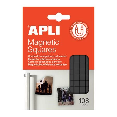 Mágneses öntapadó négyzetek 108 db/csomag, kétoldalas, APLI 10x10 mm nagyságú és 1,5 mm vastagságú négyzetek