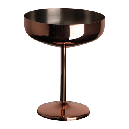Martini pohár, réz bevonattal, 300ml rose gold színben fénylik, 11,7x14,5cm