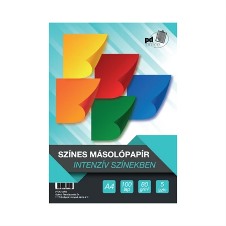 Másolópapír színes A/4 80gr vegyes 5x20lap/csomag intenzív színek Clairefontaine