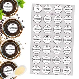 Matrica 28 fűszer extra név, 3cm