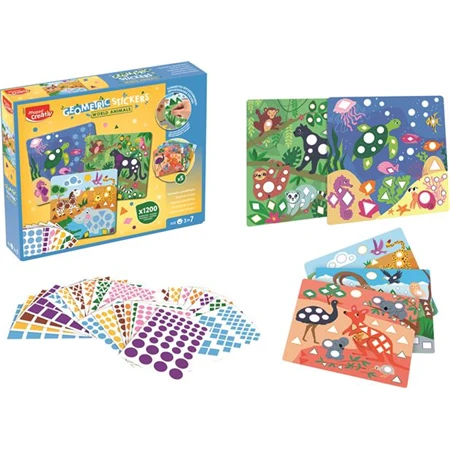 Készségfejlesztő MAPED Matrica készlet, geometriai, MAPED CREATIV Geometric Stickers a világ állatai