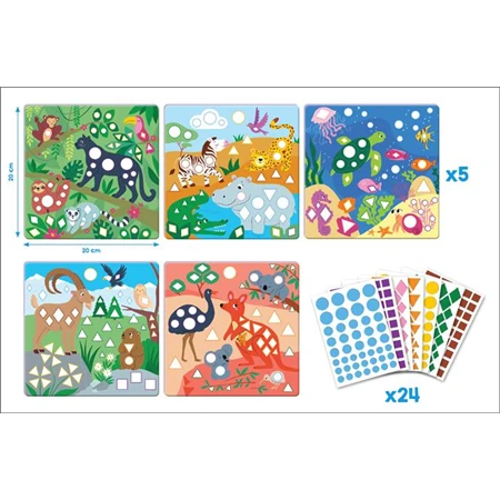 Készségfejlesztő MAPED Matrica készlet, geometriai, MAPED CREATIV Geometric Stickers a világ állatai