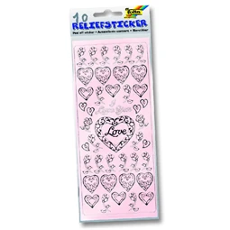 Matrica kontúr 10x24cm általános pasztell, 10ív/csomag kontúrmatrica szett, finom pasztell alapszínnel szívek