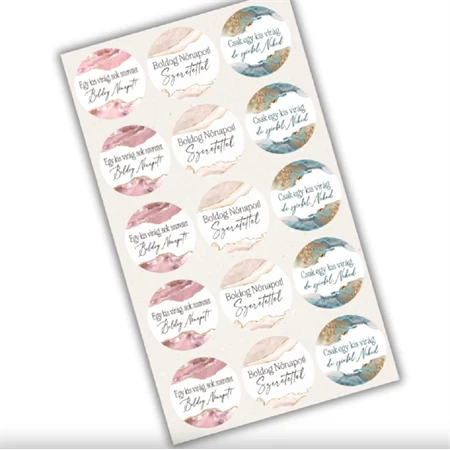 Matrica nőnapi márványos, 15db/lap