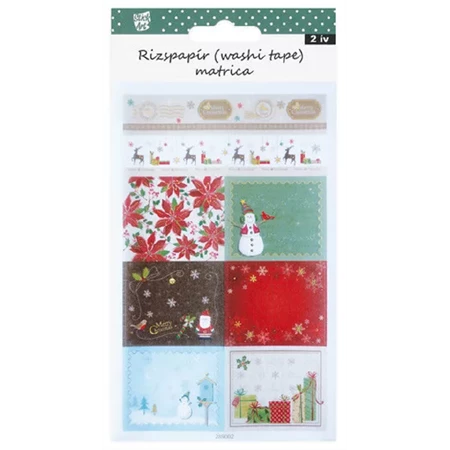 Matrica rizspapír-washi, hóember, 2ív/csomag