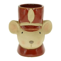Mécsestartó diótörő egér porcelán 8,5x7x9 cm bézs, piros