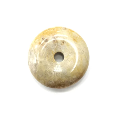 Medál ásvány hatású fánk alakú 38mm homok színű 1db