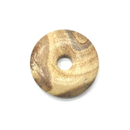 Medál ásvány hatású fánk alakú 45mm homok-bézs 1db