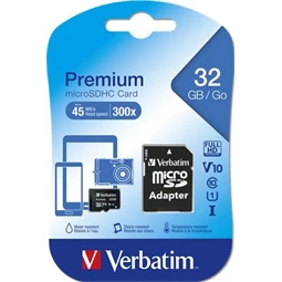 Memóriakártya Micro SDHC 32GB VERBATIM Class 10, adapterrel