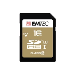 Memóriakártya, SDHC, 16GB, UHS-I/U1, 85/20 MB/s, EMTEC "Elite Gold"