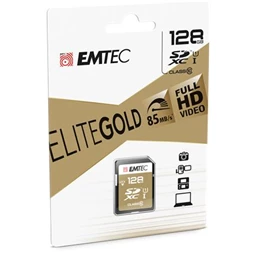 Memóriakártya, SDXC, 128GB, UHS-I/U1, 85/20 MB/s, EMTEC "Elite Gold"