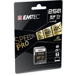 Memóriakártya, SDXC, 256GB, UHS-I/U3/V30, 95/85 MB/s, EMTEC "SpeedIN"