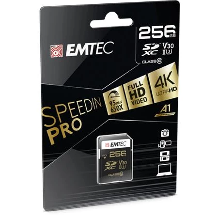 Memóriakártya, SDXC, 256GB, UHS-I/U3/V30, 95/85 MB/s, EMTEC 