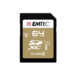 Memóriakártya, SDXC, 64GB, UHS-I/U1, 85/20 MB/s, EMTEC "Elite Gold"
