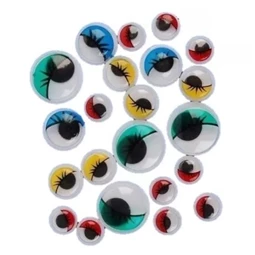 Mozgó szem kör 8mm színes 24db/csomag ragasztós